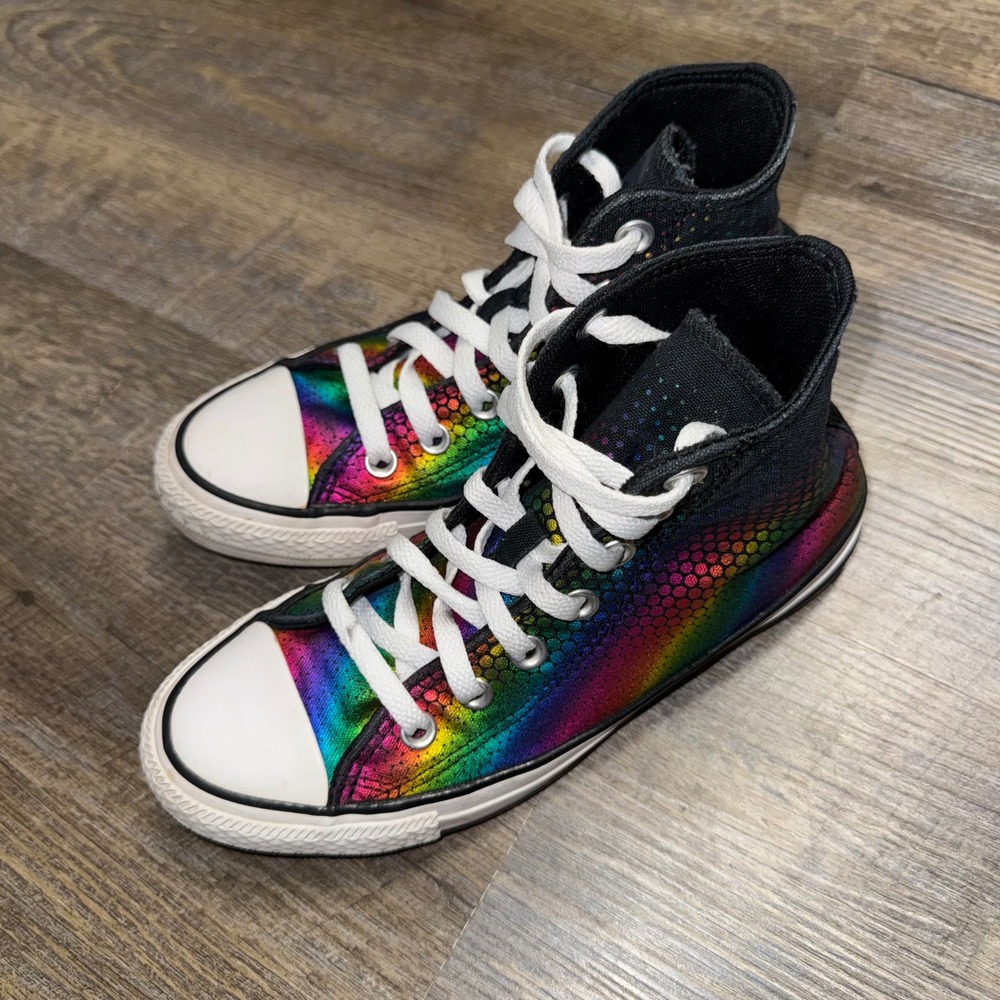 Converse Chuck Taylor All Star High Top Rainbow Metallic Snakeskin Womens 6 - Picture 5 of 10
